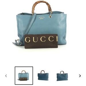 Gucci Sky Blue Satchel with Bamboo Accents bag women